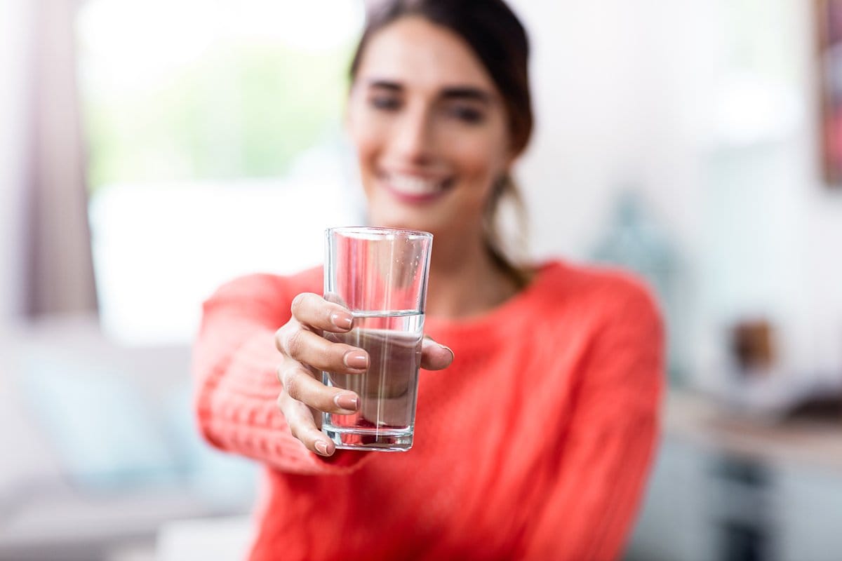woman drinking water