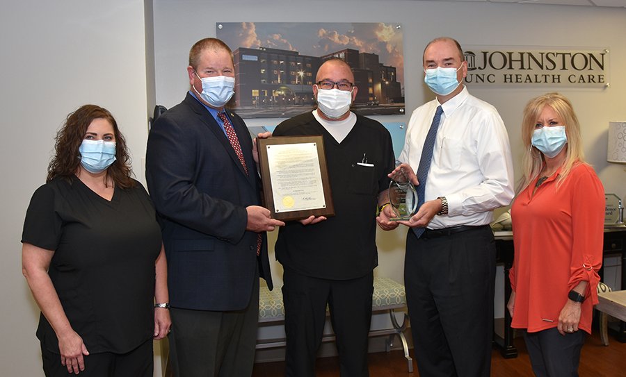 Joe Bowman is awarded Johnston Health's Ambassador of the Year award