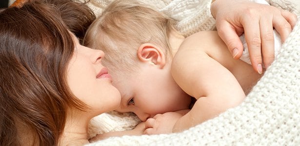 Baby breastfeeding.