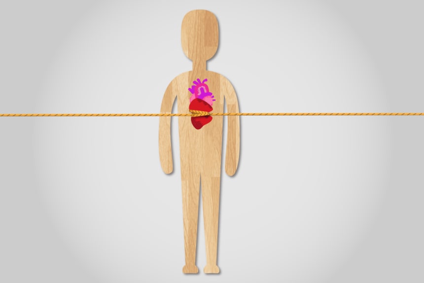 Drawing of man and heart.